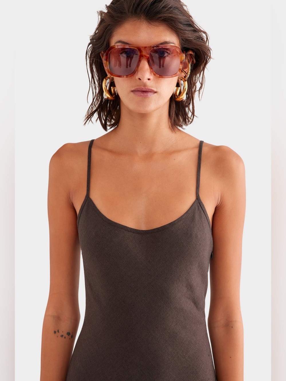 NWT* Venroy Linen Slip Dress - Dark Chocolate - Picture 5 of 10